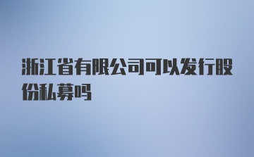 浙江省有限公司可以发行股份私募吗