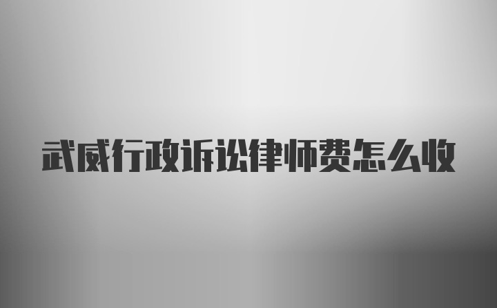 武威行政诉讼律师费怎么收