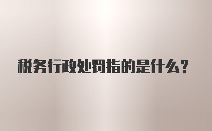 税务行政处罚指的是什么?