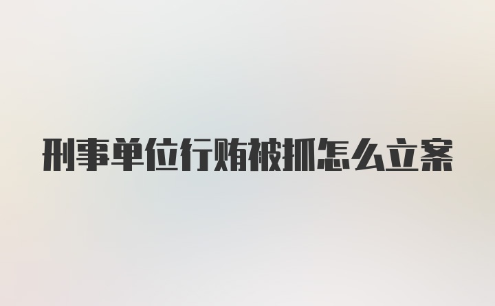 刑事单位行贿被抓怎么立案