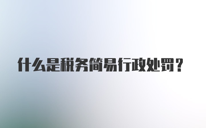 什么是税务简易行政处罚？