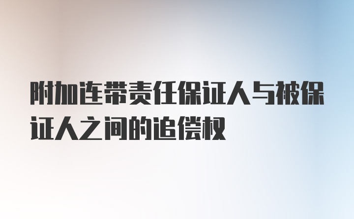 附加连带责任保证人与被保证人之间的追偿权