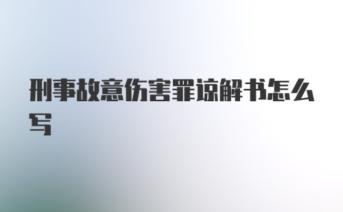 刑事故意伤害罪谅解书怎么写