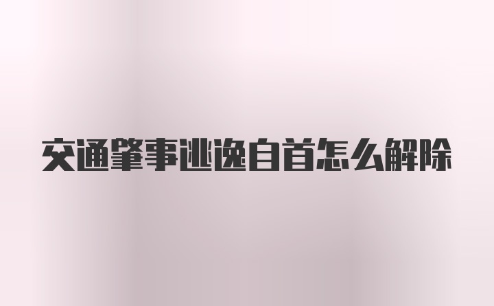 交通肇事逃逸自首怎么解除