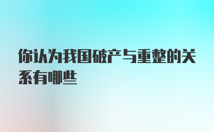 你认为我国破产与重整的关系有哪些