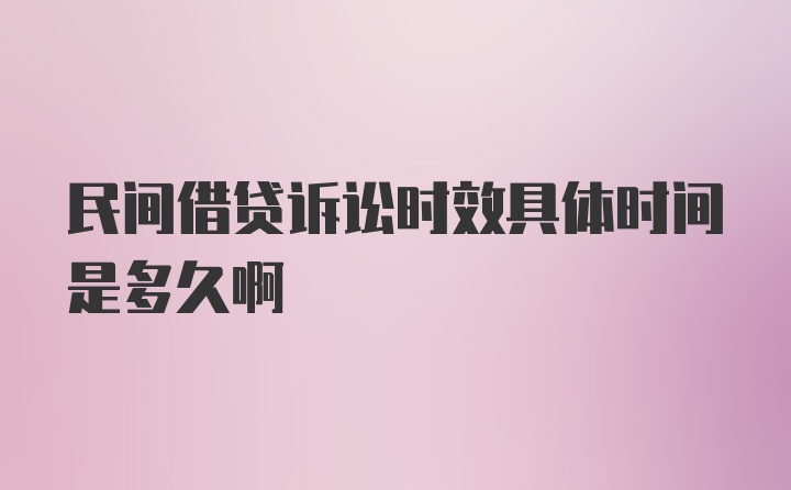 民间借贷诉讼时效具体时间是多久啊