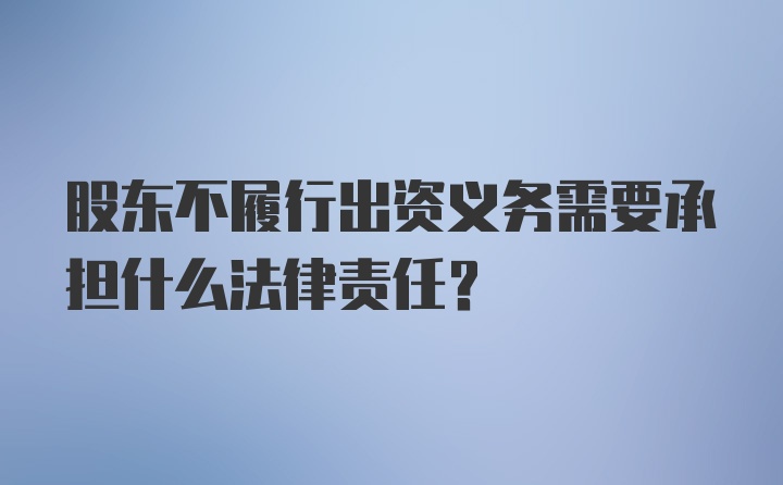 股东不履行出资义务需要承担什么法律责任？