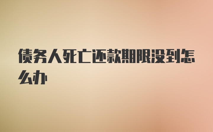 债务人死亡还款期限没到怎么办