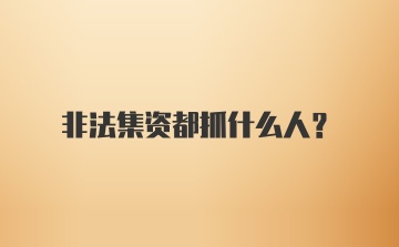 非法集资都抓什么人?