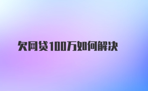 欠网贷100万如何解决