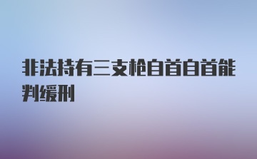 非法持有三支枪自首自首能判缓刑