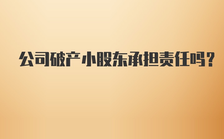 公司破产小股东承担责任吗？