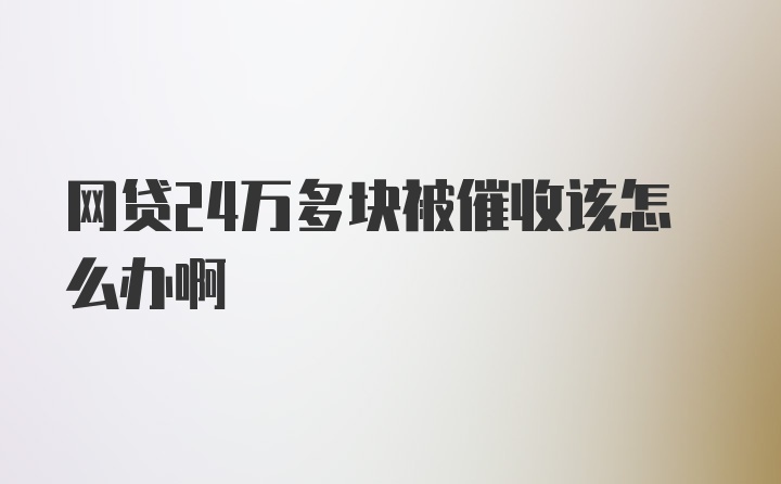 网贷24万多块被催收该怎么办啊