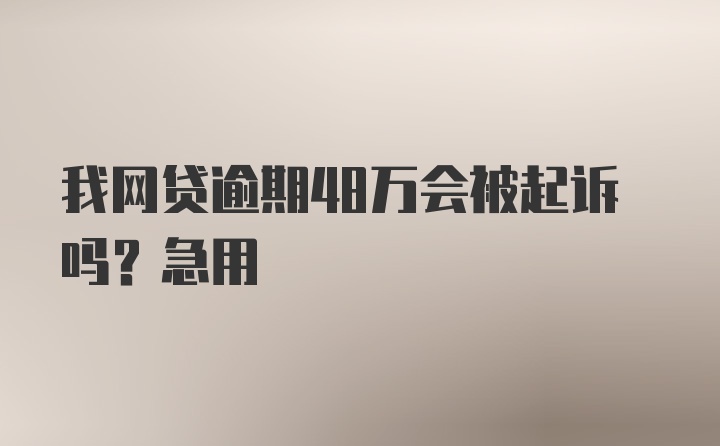 我网贷逾期48万会被起诉吗？急用