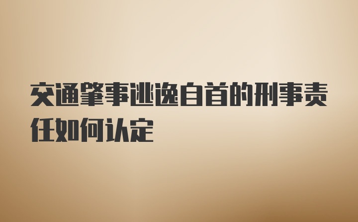 交通肇事逃逸自首的刑事责任如何认定