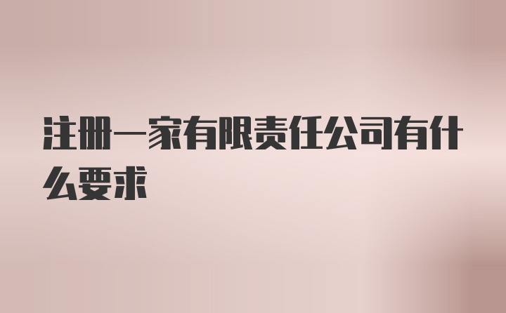 注册一家有限责任公司有什么要求