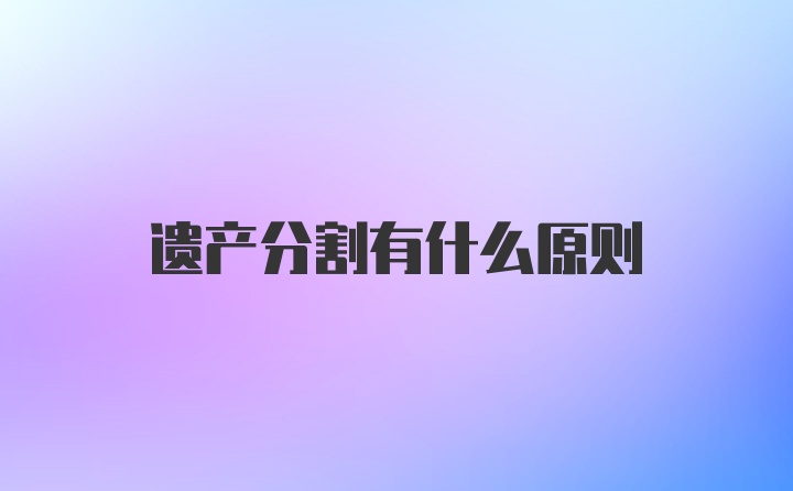 遗产分割有什么原则