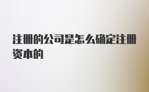 注册的公司是怎么确定注册资本的