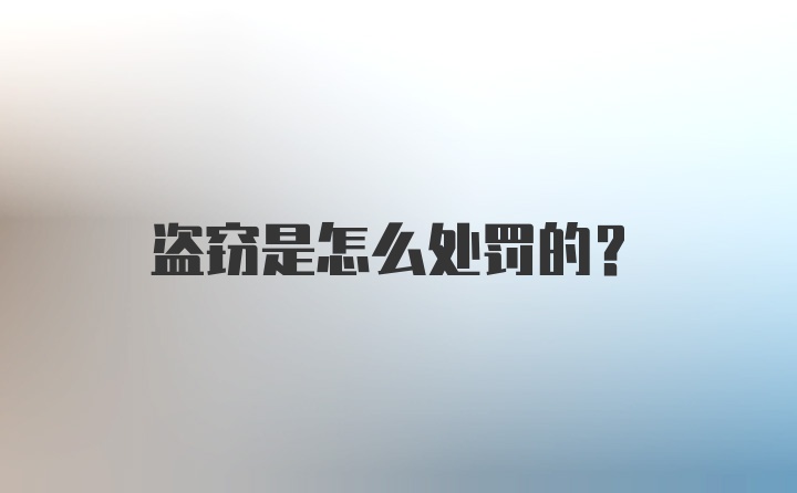 盗窃是怎么处罚的？