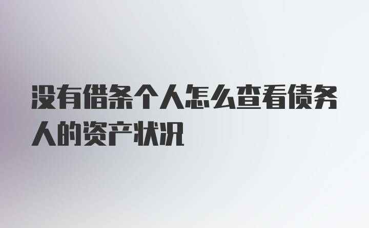 没有借条个人怎么查看债务人的资产状况