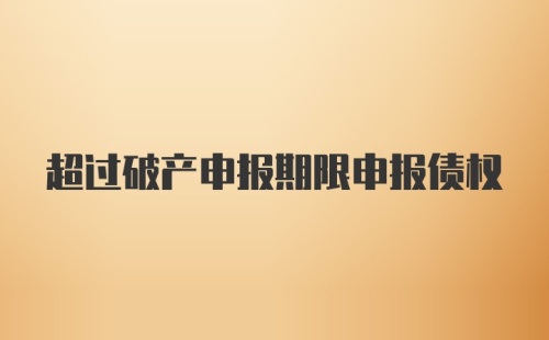 超过破产申报期限申报债权