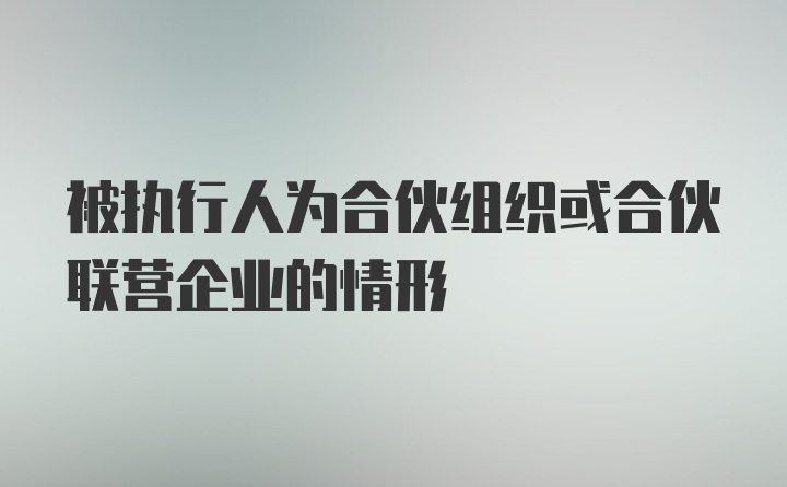 被执行人为合伙组织或合伙联营企业的情形