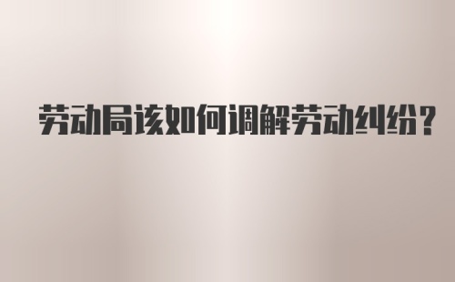 劳动局该如何调解劳动纠纷？