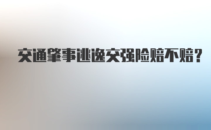 交通肇事逃逸交强险赔不赔？