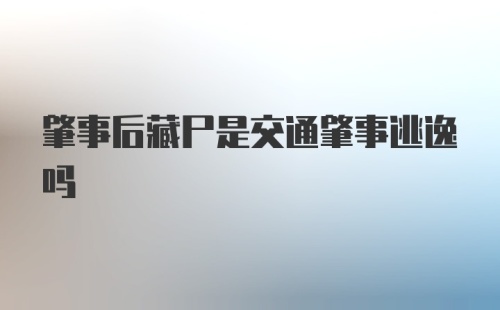 肇事后藏尸是交通肇事逃逸吗