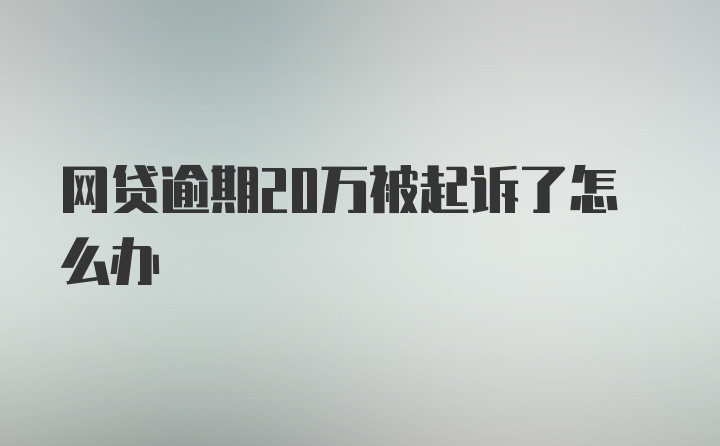 网贷逾期20万被起诉了怎么办