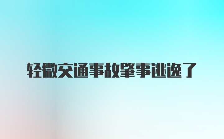 轻微交通事故肇事逃逸了