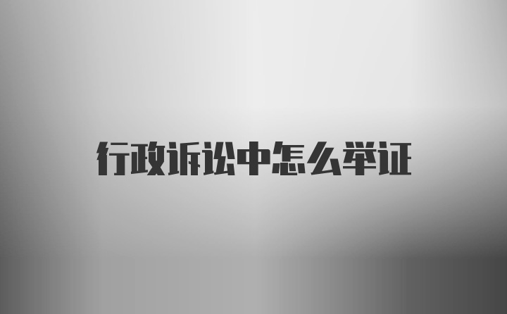 行政诉讼中怎么举证