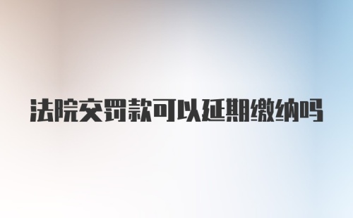 法院交罚款可以延期缴纳吗