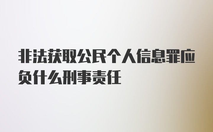 非法获取公民个人信息罪应负什么刑事责任