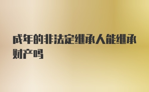 成年的非法定继承人能继承财产吗