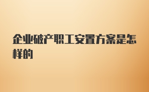 企业破产职工安置方案是怎样的