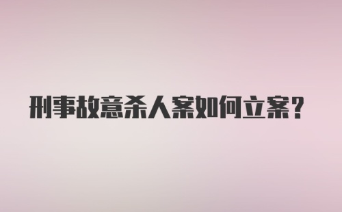 刑事故意杀人案如何立案?