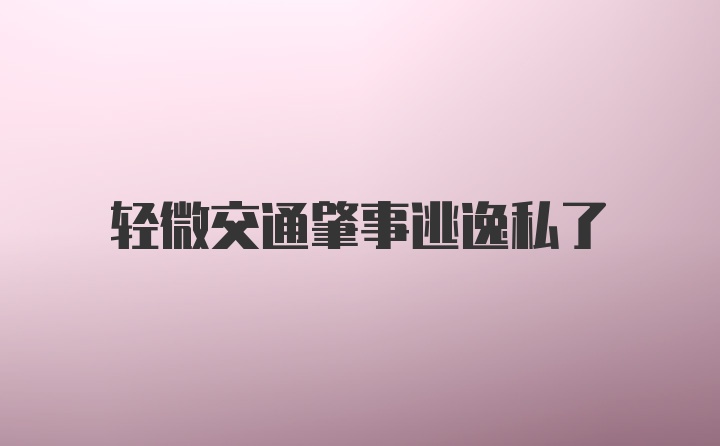 轻微交通肇事逃逸私了