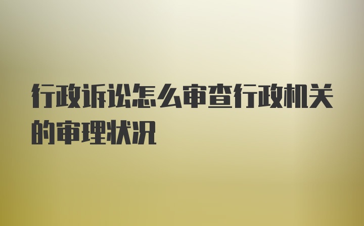 行政诉讼怎么审查行政机关的审理状况