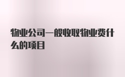 物业公司一般收取物业费什么的项目