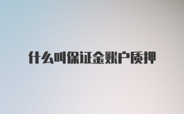 什么叫保证金账户质押