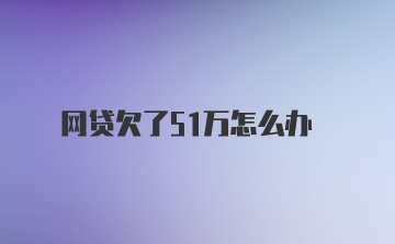 网贷欠了51万怎么办