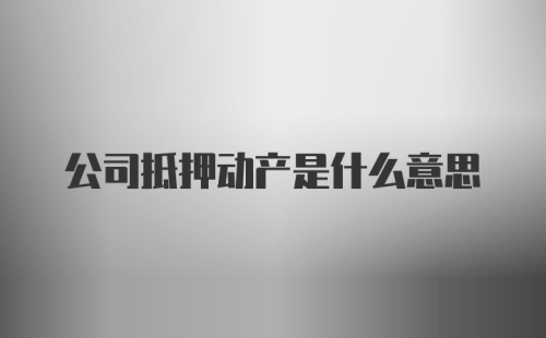 公司抵押动产是什么意思