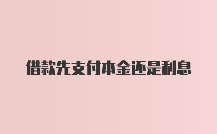 借款先支付本金还是利息