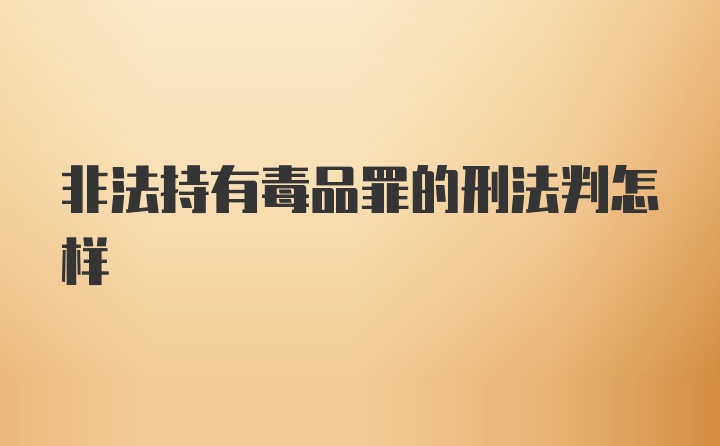 非法持有毒品罪的刑法判怎样