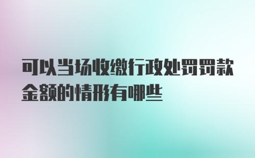 可以当场收缴行政处罚罚款金额的情形有哪些