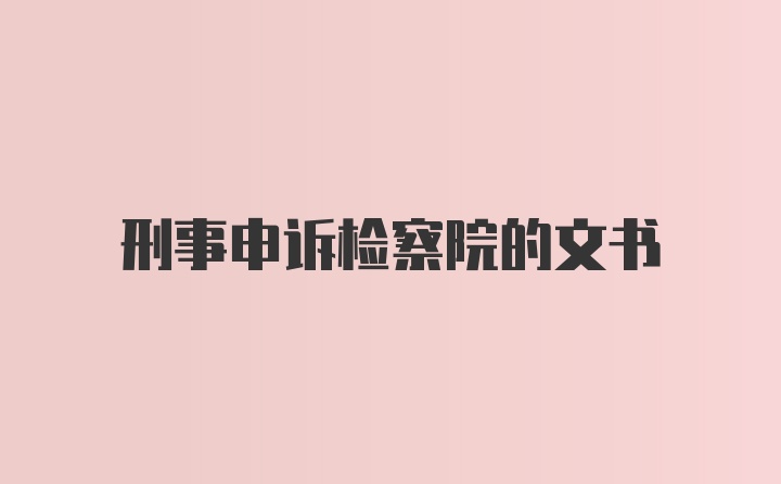 刑事申诉检察院的文书