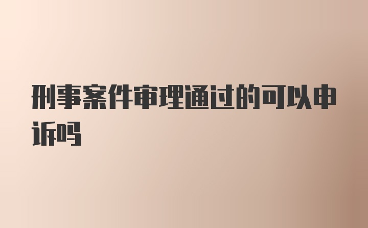 刑事案件审理通过的可以申诉吗