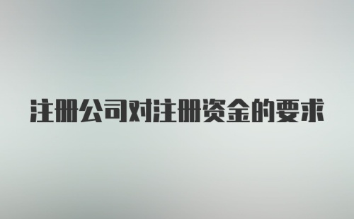 注册公司对注册资金的要求