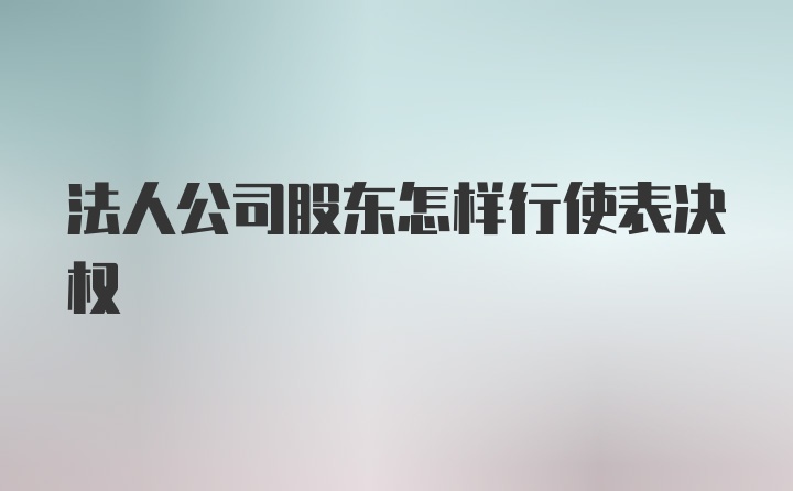 法人公司股东怎样行使表决权